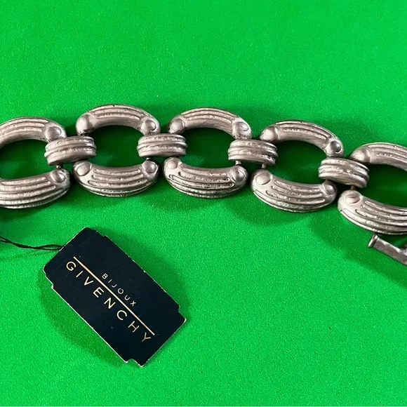 Givenchy New Old Stock Vintage Pewter Tone Chunky Link Bracelet